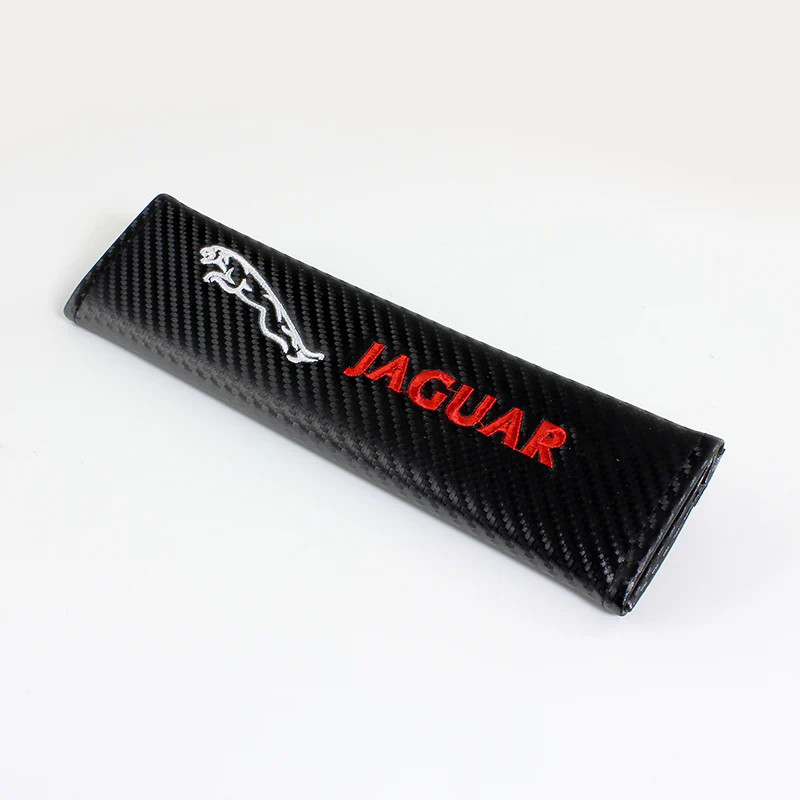 Jaguar Set of Carbon Fiber Look Embroidered Armrest Cushion & Seat Belt Cover - Image 4