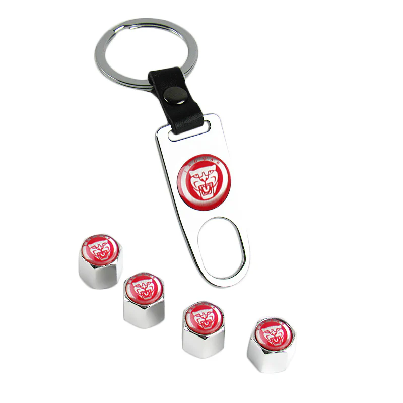 JAGUAR Silver Car Wheel Tire Valves Dust Stem Air Caps Keychain Emblem KEY FOB Set - US SELLER - Image 6