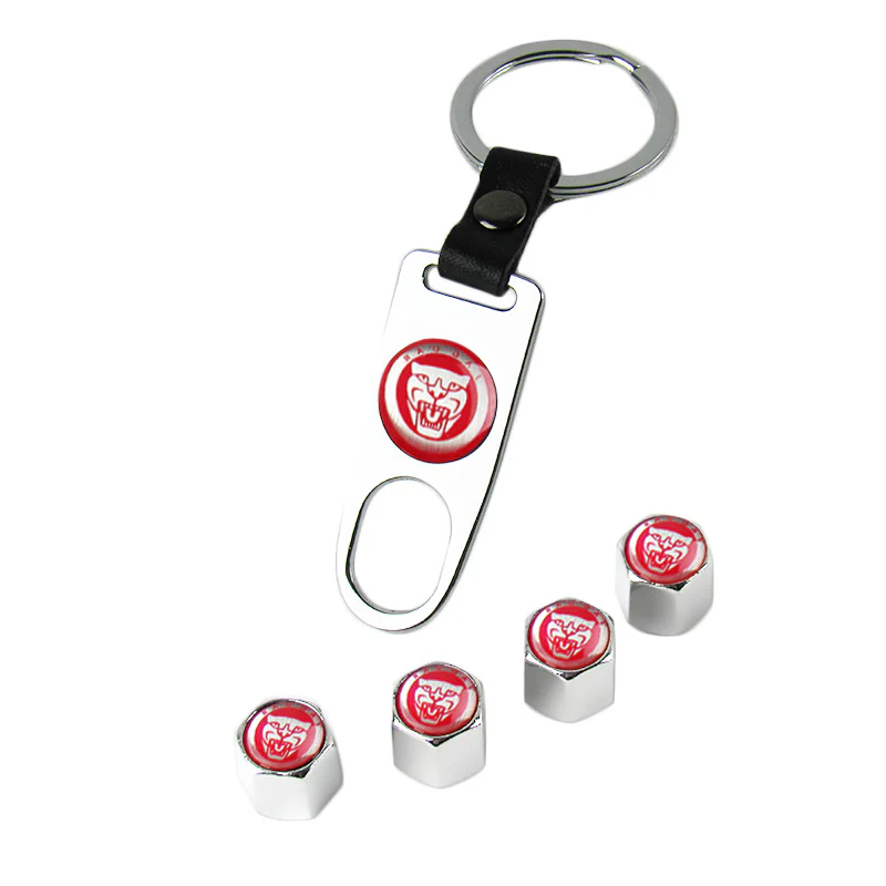 JAGUAR Silver Car Wheel Tire Valves Dust Stem Air Caps Keychain Emblem KEY FOB Set - US SELLER - Image 7