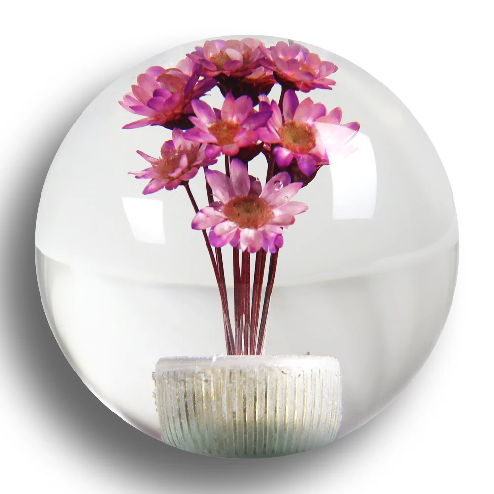 JDM 54mm Real Flower Round Ball Manual Auto Gear Stick Shift Knob Lever Shifter - Image 14