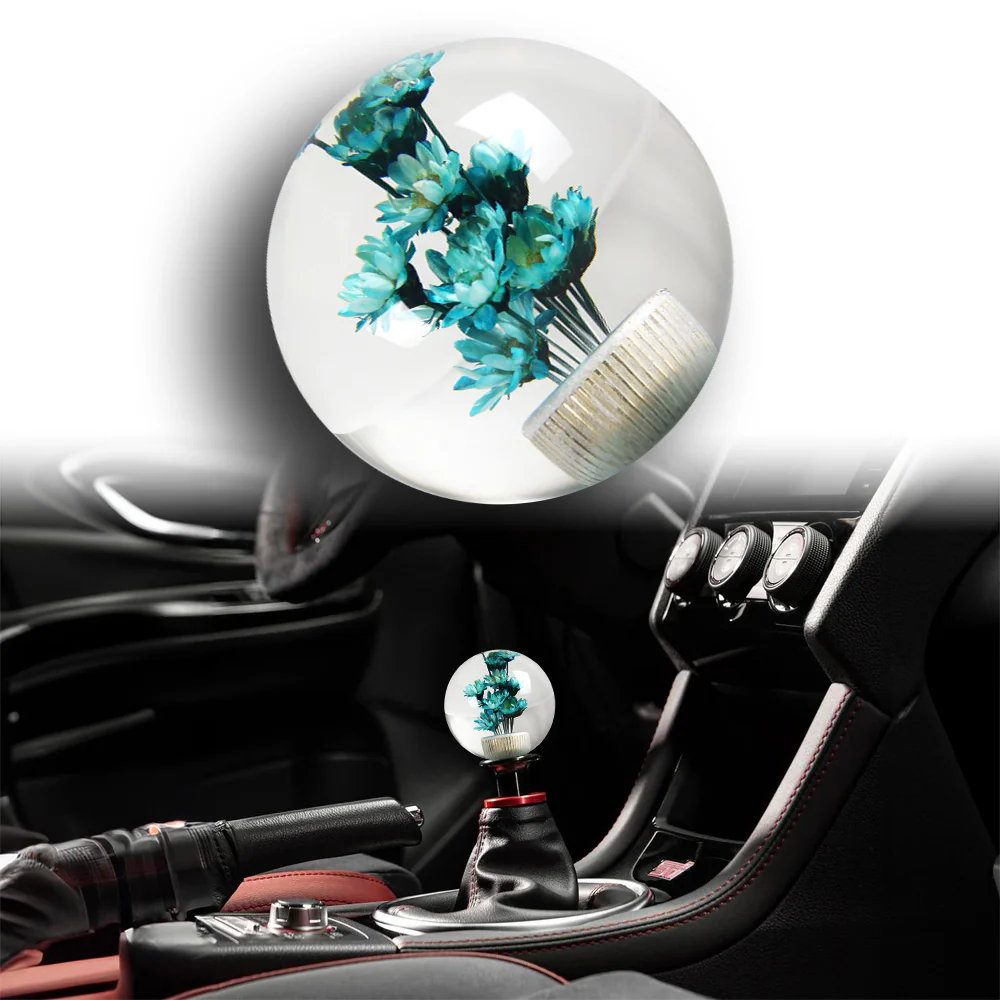 JDM 54mm Real Flower Round Ball Manual Auto Gear Stick Shift Knob Lever Shifter - Image 2