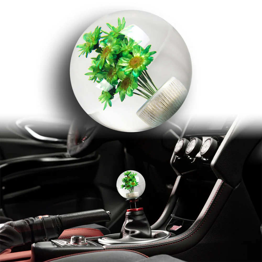 JDM 54mm Real Flower Round Ball Manual Auto Gear Stick Shift Knob Lever Shifter - Image 3
