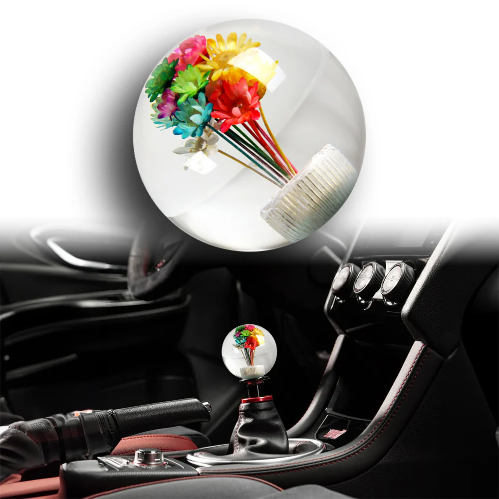 JDM 54mm Real Flower Round Ball Manual Auto Gear Stick Shift Knob Lever Shifter - Image 4