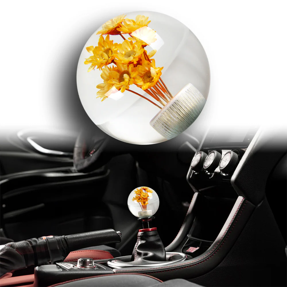 JDM 54mm Real Flower Round Ball Manual Auto Gear Stick Shift Knob Lever Shifter - Image 5