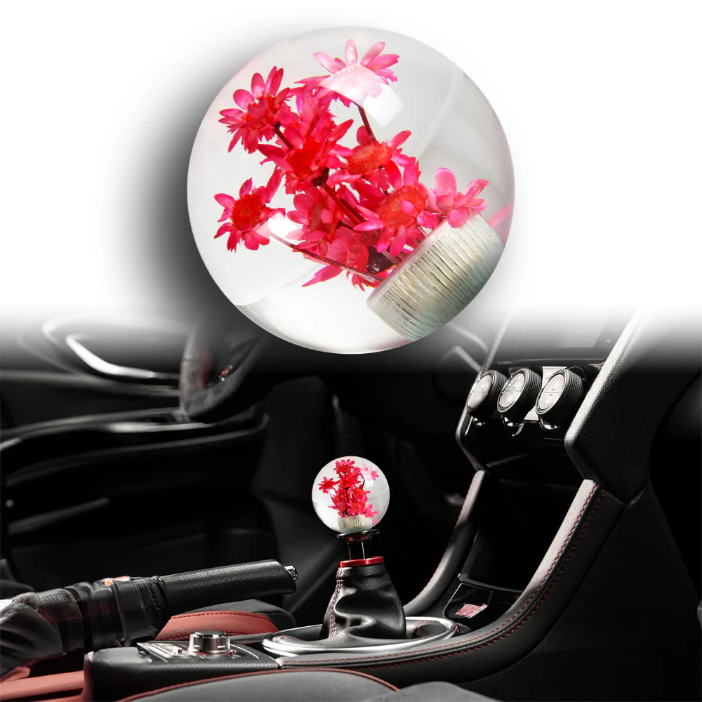 JDM 54mm Real Flower Round Ball Manual Auto Gear Stick Shift Knob Lever Shifter - Image 6