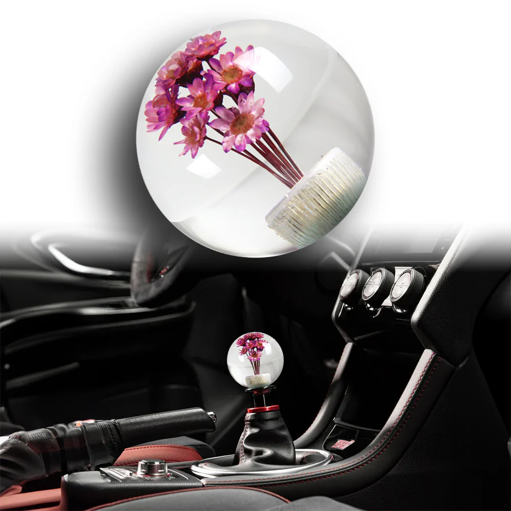 JDM 54mm Real Flower Round Ball Manual Auto Gear Stick Shift Knob Lever Shifter - Image 7