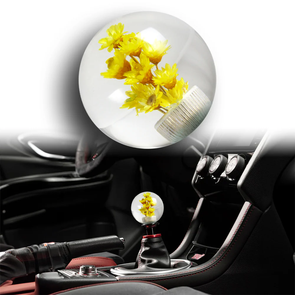 JDM 54mm Real Flower Round Ball Manual Auto Gear Stick Shift Knob Lever Shifter - Image 8