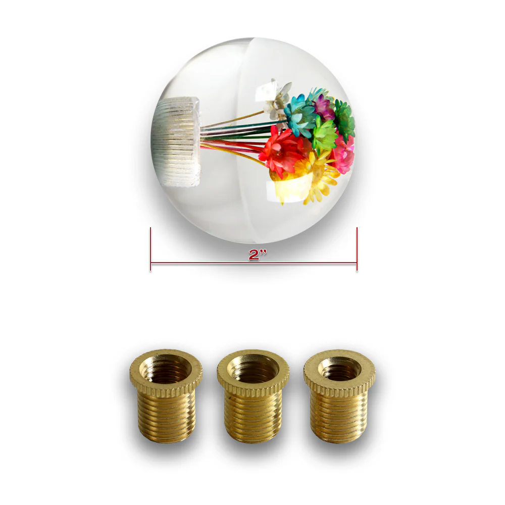 JDM 54mm Real Flower Round Ball Manual Auto Gear Stick Shift Knob Lever Shifter - Image 9