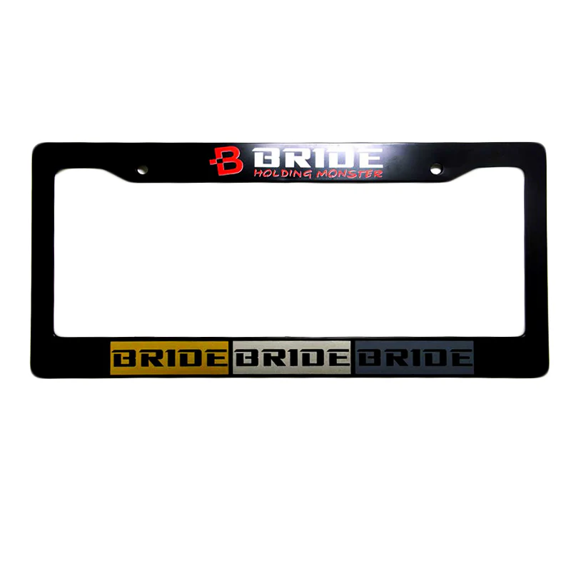 JDM BRIDE Black ABS License Plate Frame with Caps for Honda Civic Acura 1PCS - Image 2