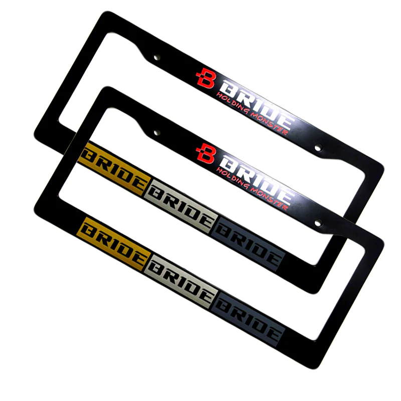 JDM BRIDE Black ABS License Plate Frame with Caps for Honda Civic Acura 2PCS - Image 5