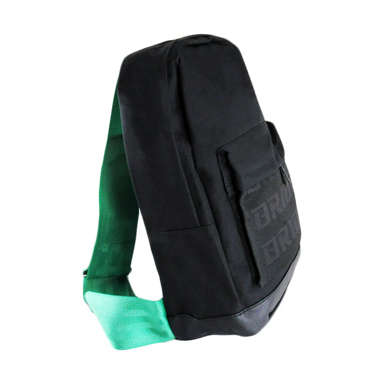 Bride Black Racing Seat Fabric Backpack with Takata Green Harness Adjustable Shoulder Straps - Image 5