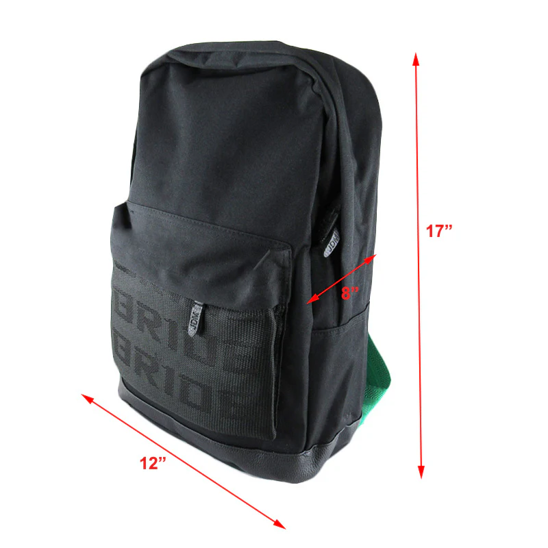 Bride Black Racing Seat Fabric Backpack with Takata Green Harness Adjustable Shoulder Straps - Image 6