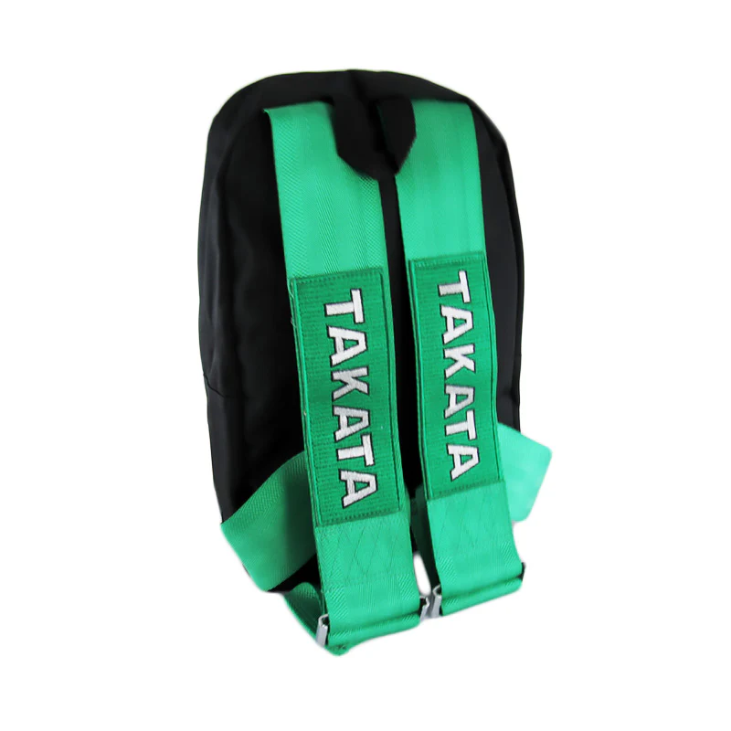 Bride Black Racing Seat Fabric Backpack with Takata Green Harness Adjustable Shoulder Straps - Image 8