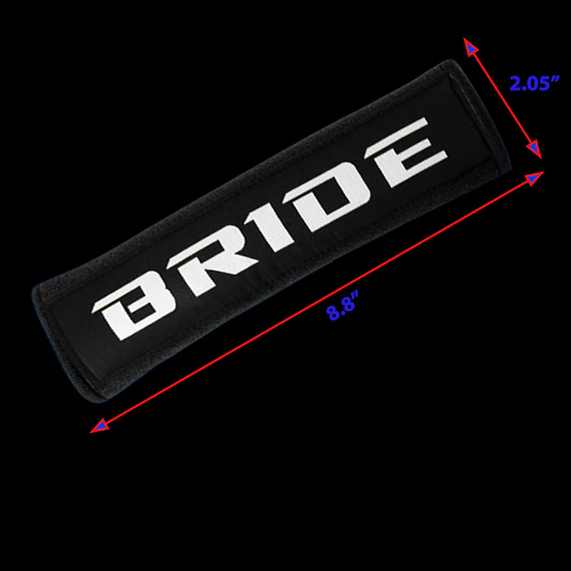 jdm BRIDE Racing Black Soft Cotton Embroidery Seat Belt Cover Shoulder Pads X2 - Image 5
