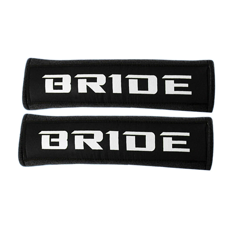 jdm BRIDE Racing Black Soft Cotton Embroidery Seat Belt Cover Shoulder Pads X2 - Image 7
