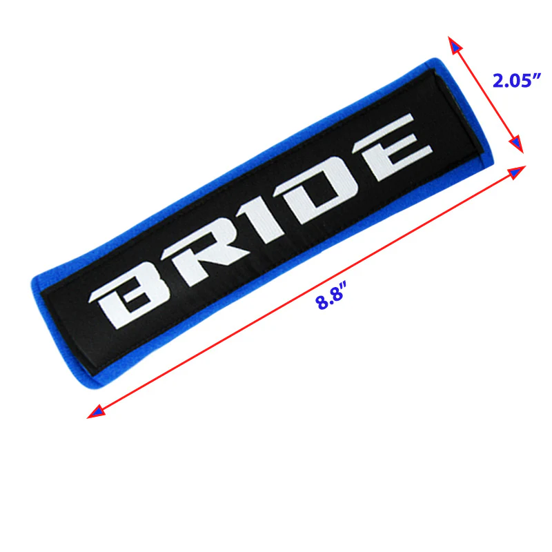 jdm BRIDE Racing Blue Soft Cotton Embroidery Seat Belt Cover Shoulder Pads X2 - Image 4
