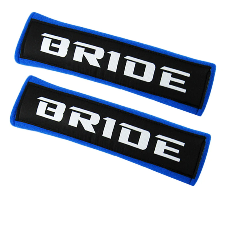 jdm BRIDE Racing Blue Soft Cotton Embroidery Seat Belt Cover Shoulder Pads X2 - Image 5