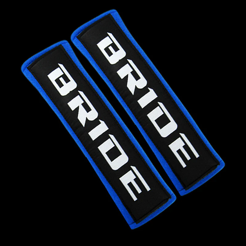 jdm BRIDE Racing Blue Soft Cotton Embroidery Seat Belt Cover Shoulder Pads X2 - Image 6