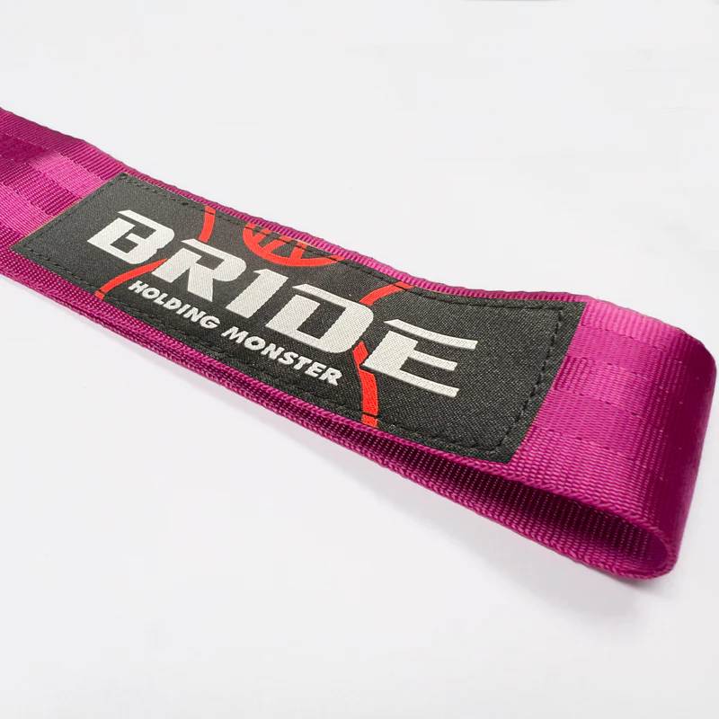 JDM BRIDE Racing NEO CHROME HIGH STRENGTH Pink Tow Strap for Front / Rear Bumper - Image 6