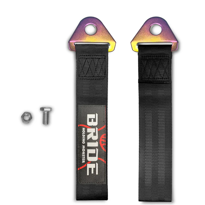JDM BRIDE Racing NEO CHROME HIGH STRENGTH Tow Strap for Front / Rear Bumper - Image 3