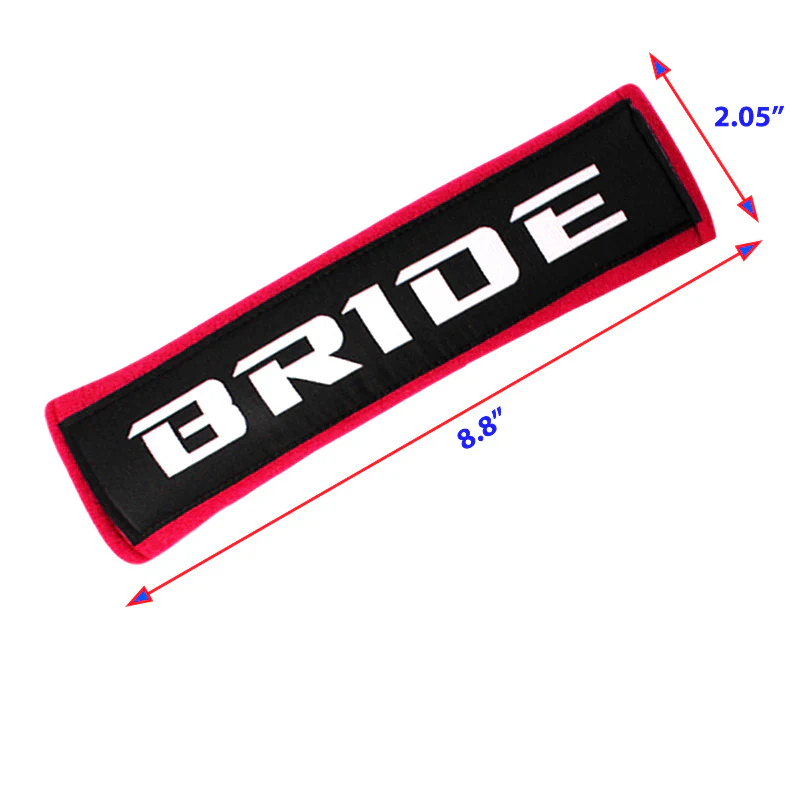 jdm BRIDE Racing Red Soft Cotton Embroidery Seat Belt Cover Shoulder Pads X2 - Image 4