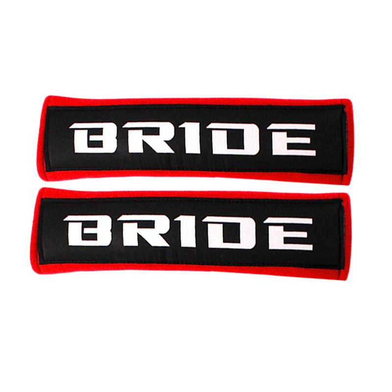 jdm BRIDE Racing Red Soft Cotton Embroidery Seat Belt Cover Shoulder Pads X2 - Image 5
