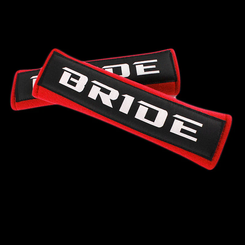 jdm BRIDE Racing Red Soft Cotton Embroidery Seat Belt Cover Shoulder Pads X2 - Image 7