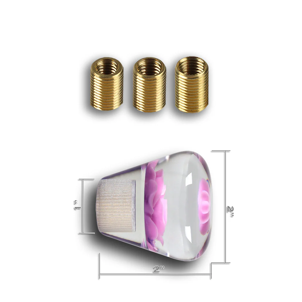 JDM Clear Real Rose Flower Diamond Shape Manual Gear Stick Shift Knob 50mm New - Image 11