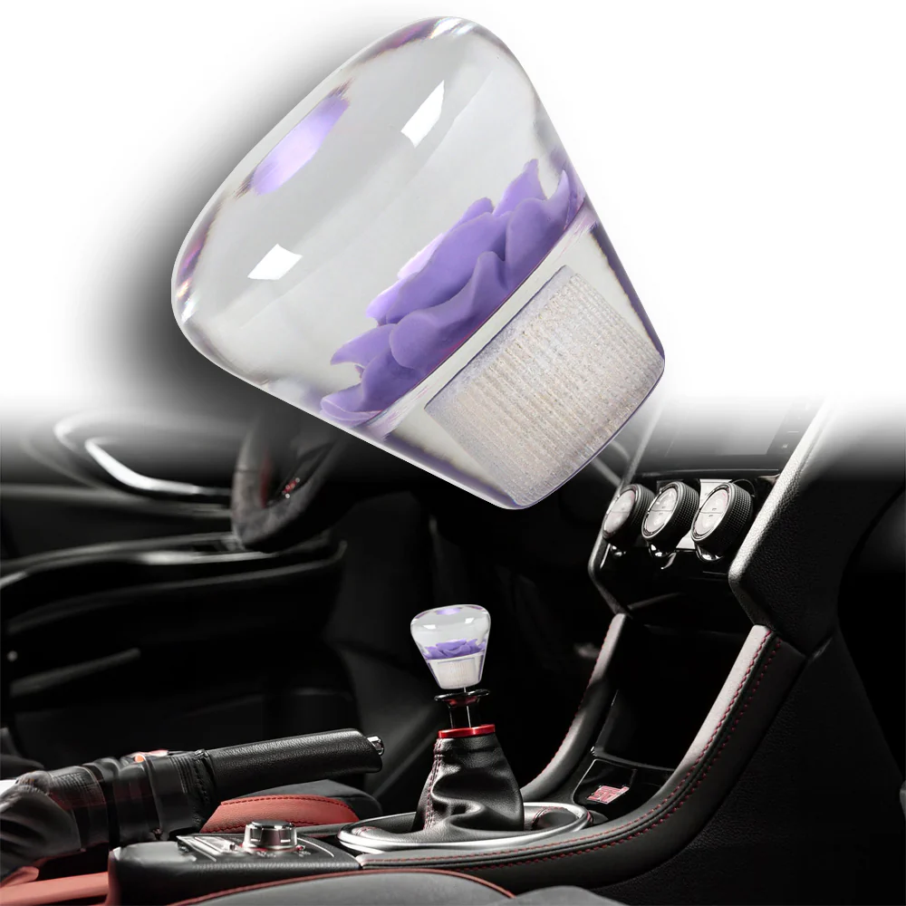 JDM Clear Real Rose Flower Diamond Shape Manual Gear Stick Shift Knob 50mm New - Image 2