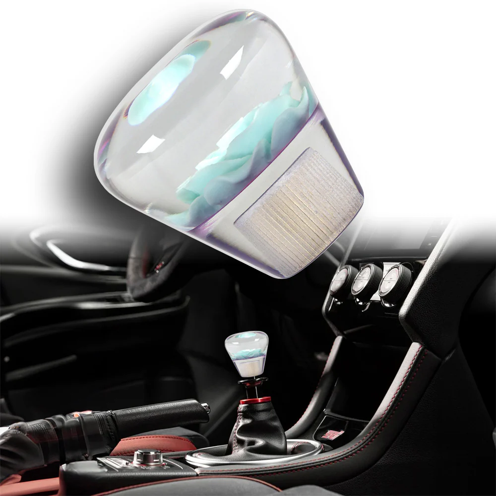 JDM Clear Real Rose Flower Diamond Shape Manual Gear Stick Shift Knob 50mm New - Image 3