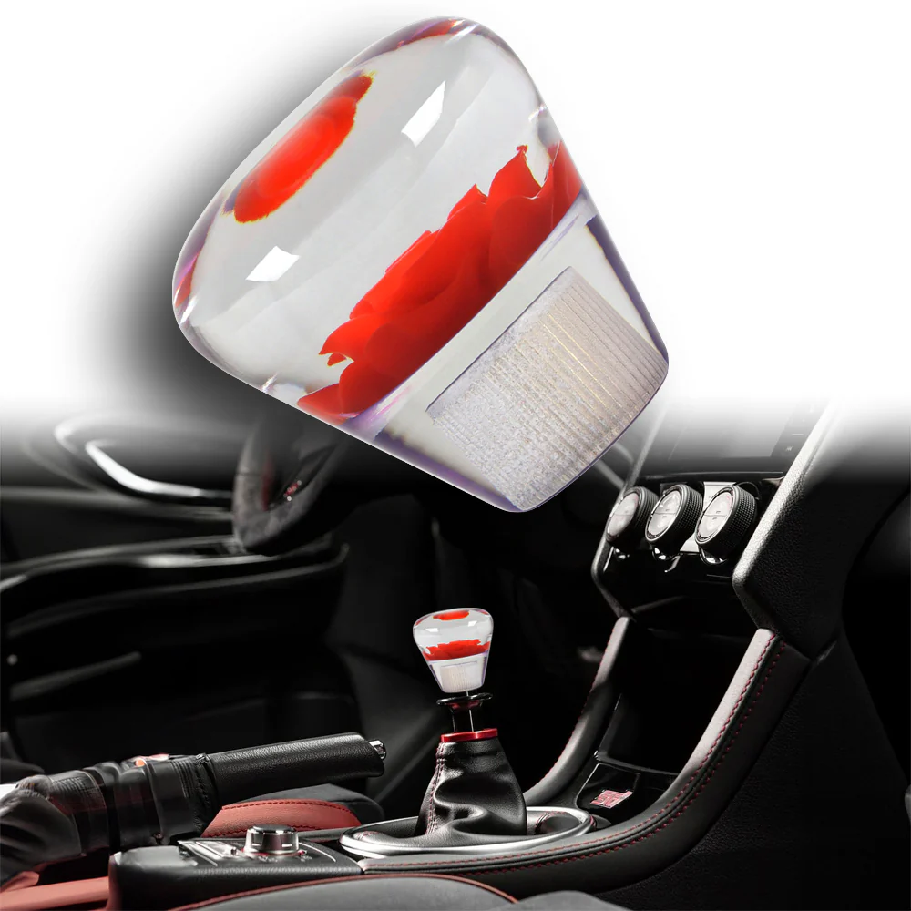 JDM Clear Real Rose Flower Diamond Shape Manual Gear Stick Shift Knob 50mm New - Image 4