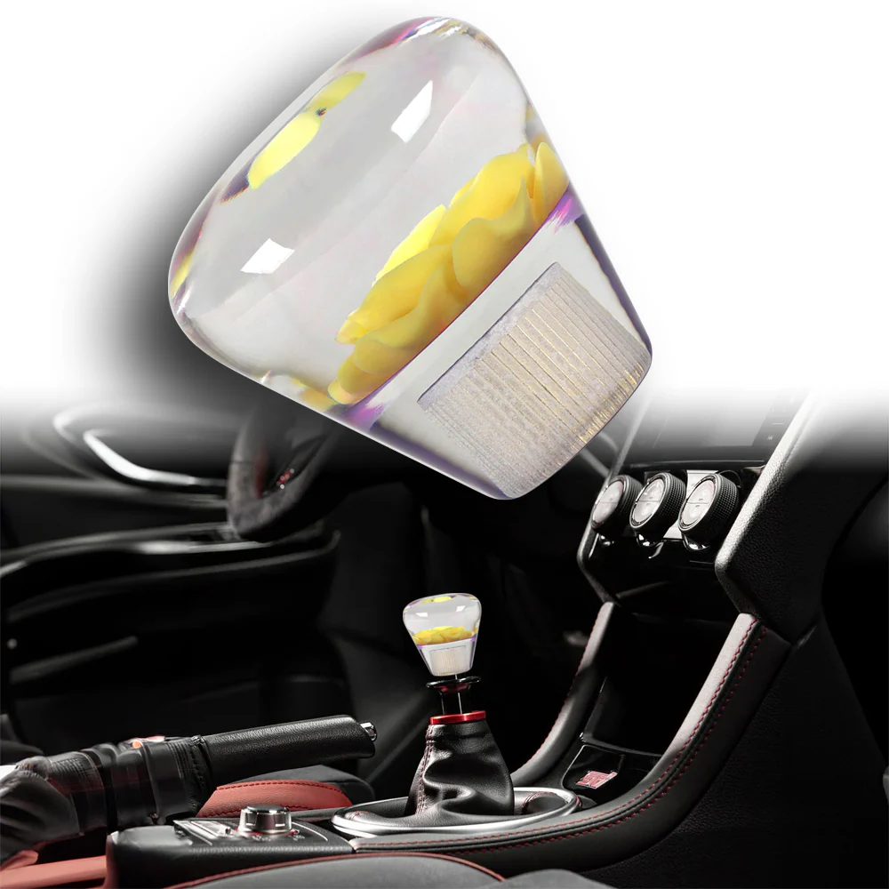 JDM Clear Real Rose Flower Diamond Shape Manual Gear Stick Shift Knob 50mm New - Image 5
