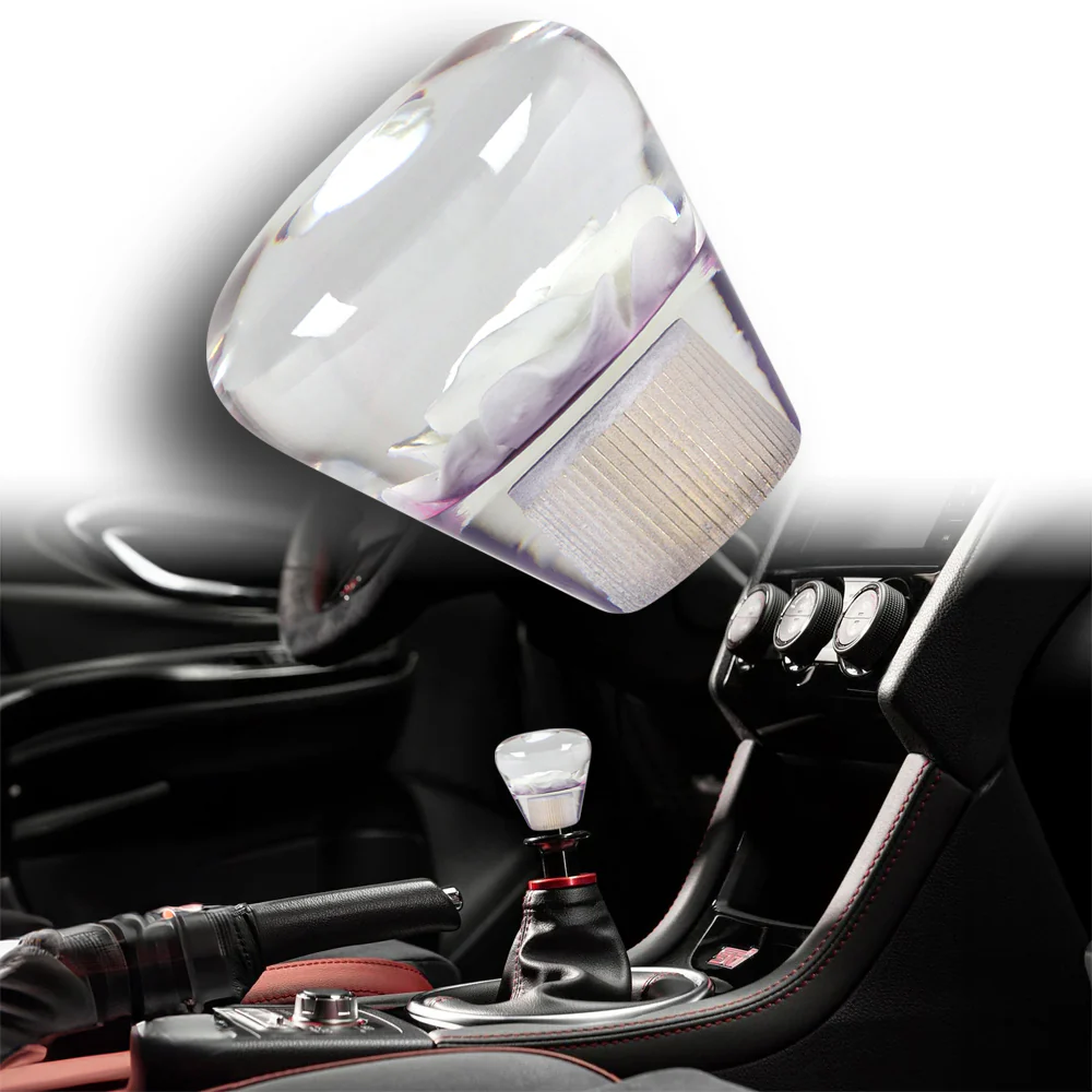 JDM Clear Real Rose Flower Diamond Shape Manual Gear Stick Shift Knob 50mm New - Image 6