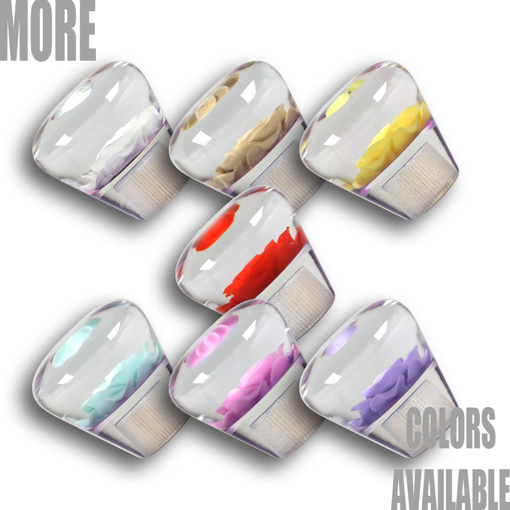 JDM Clear Real Rose Flower Diamond Shape Manual Gear Stick Shift Knob 50mm New - Image 8