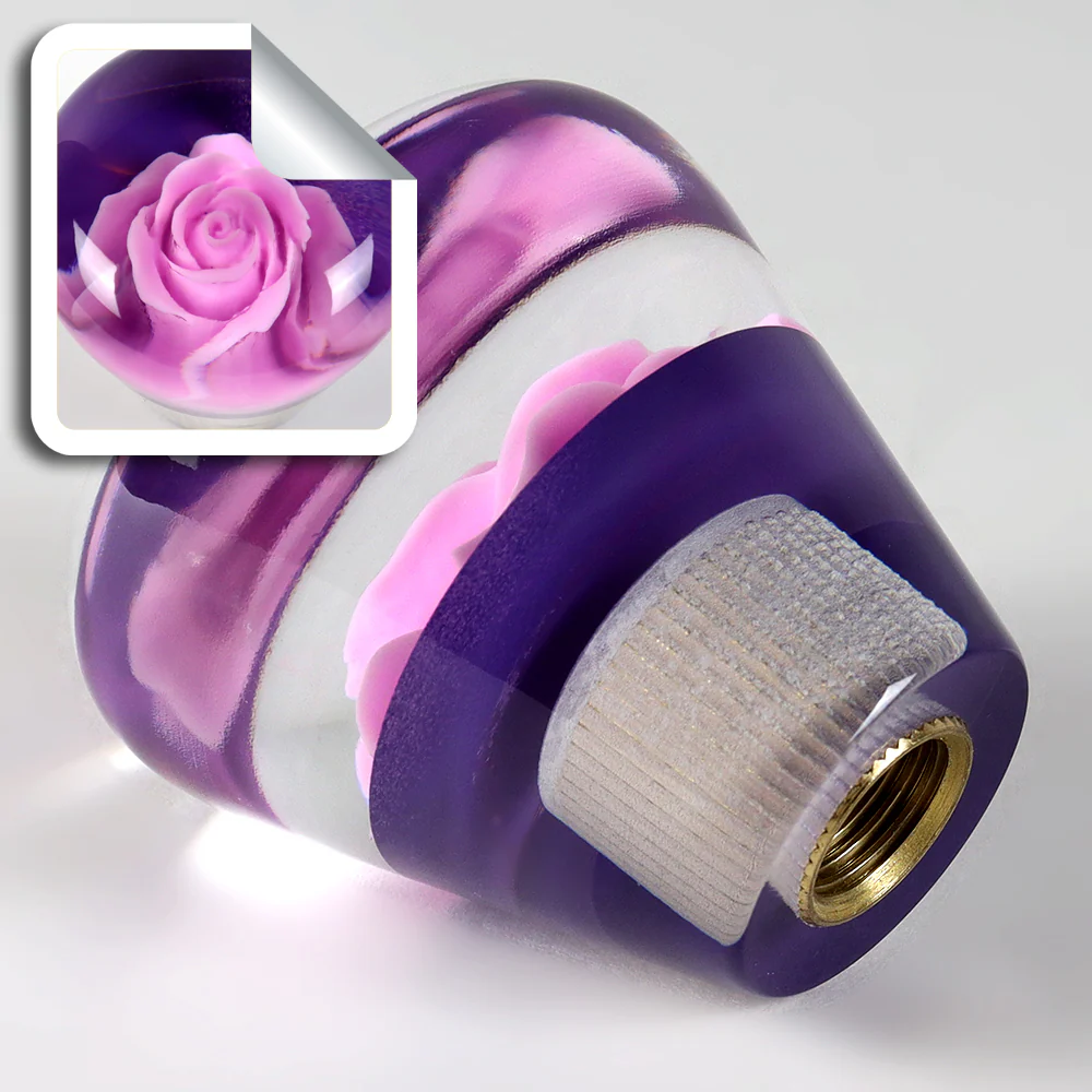 JDM Clear Real Rose Flower Diamond Shape Manual Gear Stick Shift Knob 50mm New - Image 9