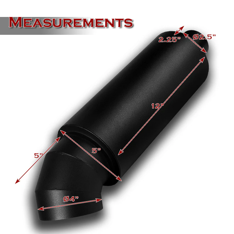 JDM Cutter Knife Style Universal 2.5" Inlet 4" Outlet Deep And Smooth Tone Weld-On T-304 Exhaust High Flow Turn Down Muffler -Black - Image 2