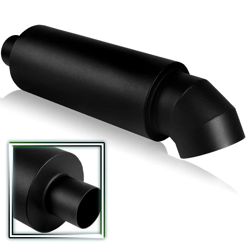 JDM Cutter Knife Style Universal 2.5" Inlet 4" Outlet Deep And Smooth Tone Weld-On T-304 Exhaust High Flow Turn Down Muffler -Black - Image 3
