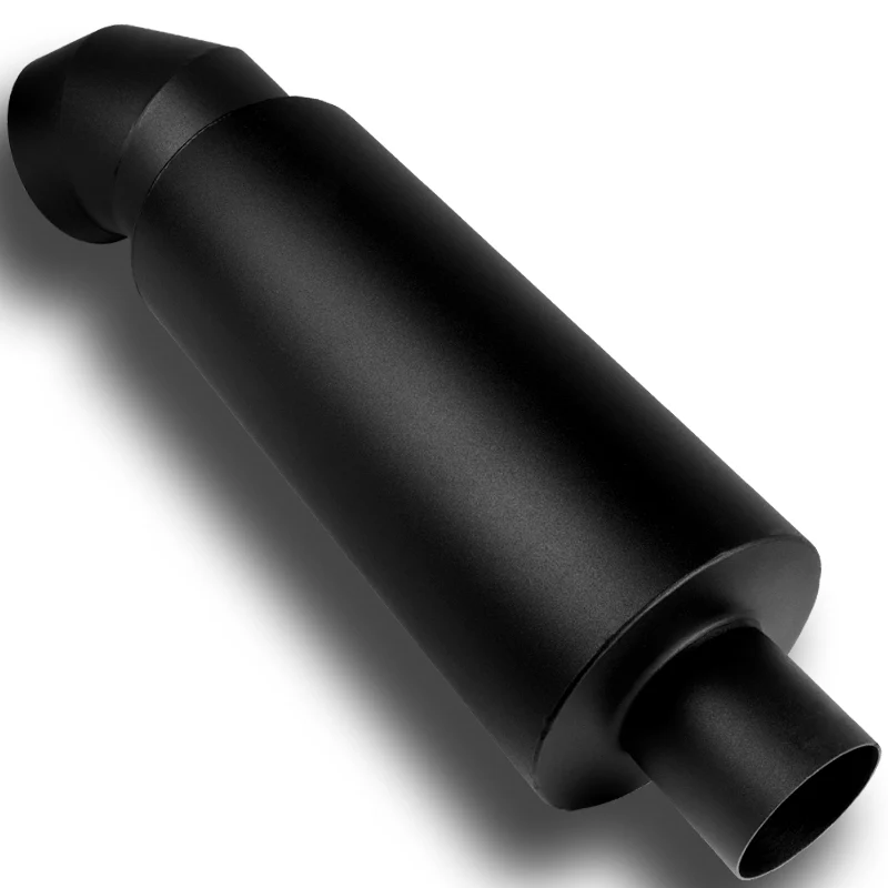 JDM Cutter Knife Style Universal 2.5" Inlet 4" Outlet Deep And Smooth Tone Weld-On T-304 Exhaust High Flow Turn Down Muffler -Black - Image 6