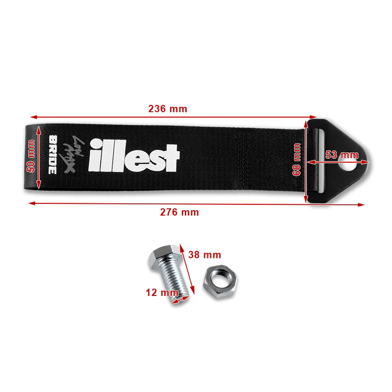 Illest Bride Black Racing Tow Strap for Front / Rear Bumper - Image 4