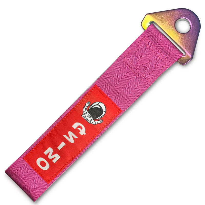 JDM Honda ASIMO Racing NEO CHROME HIGH STRENGTH Pink Tow Strap for Front / Rear Bumper - Image 10