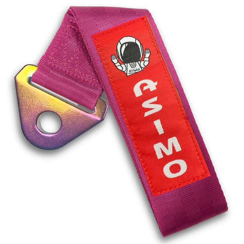 JDM Honda ASIMO Racing NEO CHROME HIGH STRENGTH Pink Tow Strap for Front / Rear Bumper - Image 8