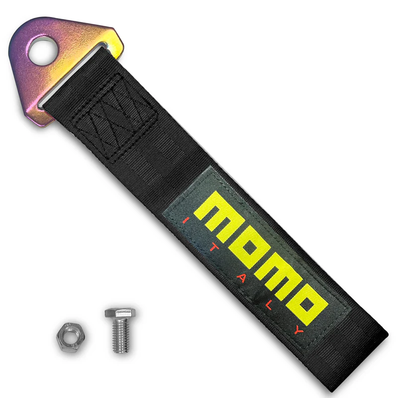 MOMO Racing JDM Honda Drift Rally Sports NEO CHROME HIGH STRENGTH Tow Strap for Front / Rear Bumper - Image 2