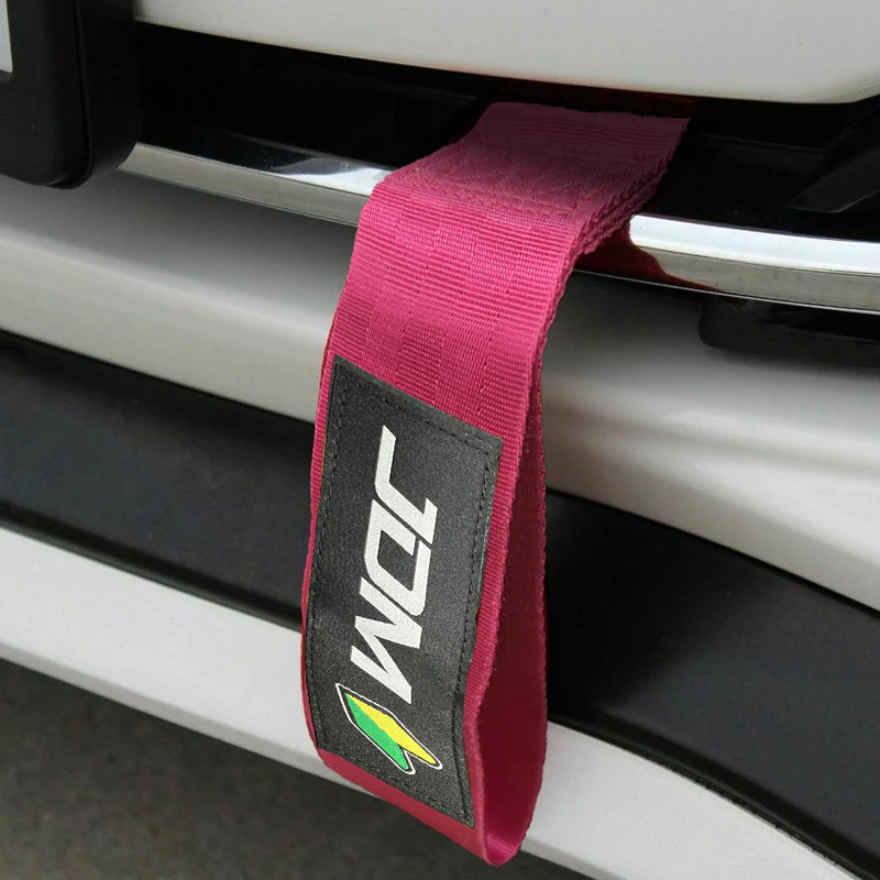 JDM Honda Drift Rally Sports Racing NEO CHROME HIGH STRENGTH Pink Tow Strap for Front / Rear Bumper - Image 4