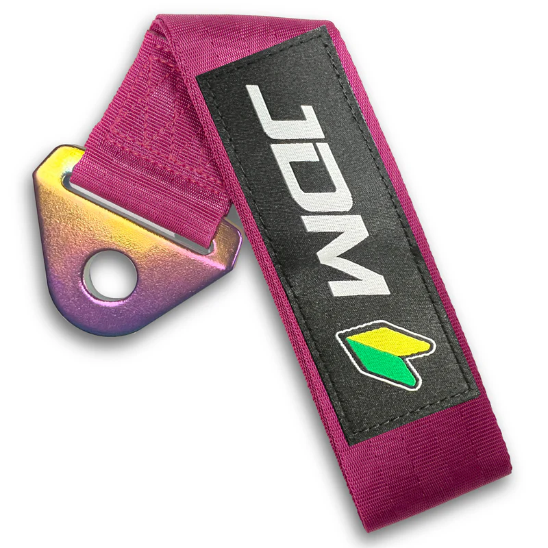 JDM Honda Drift Rally Sports Racing NEO CHROME HIGH STRENGTH Pink Tow Strap for Front / Rear Bumper - Image 8