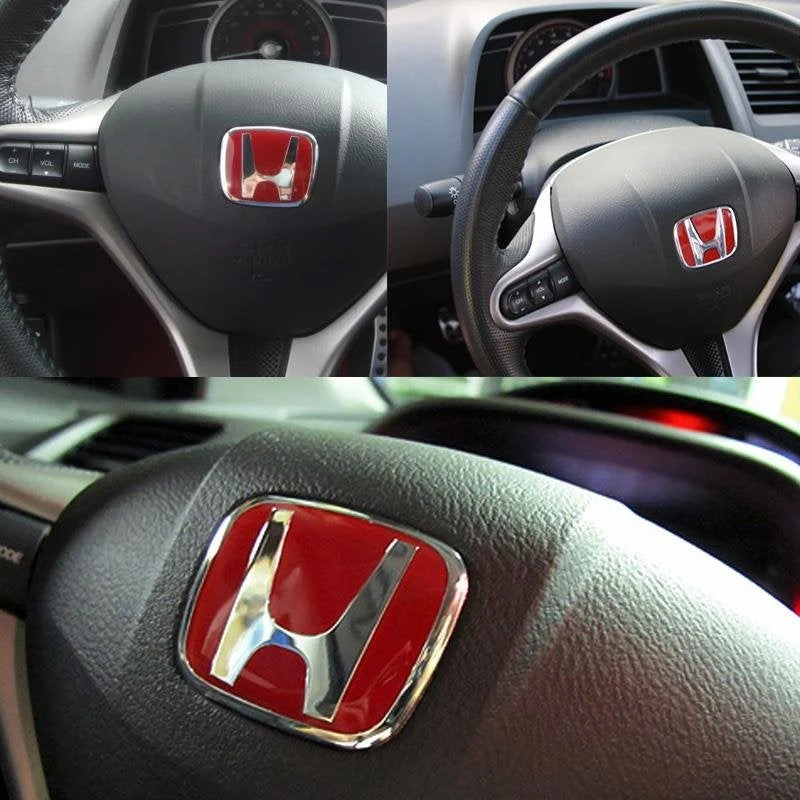 JDM Honda Set Civic & Accord Red H Emblem For Steering Wheel 54mm x 43mm with Logo Keychain Metal Key Ring - Image 6
