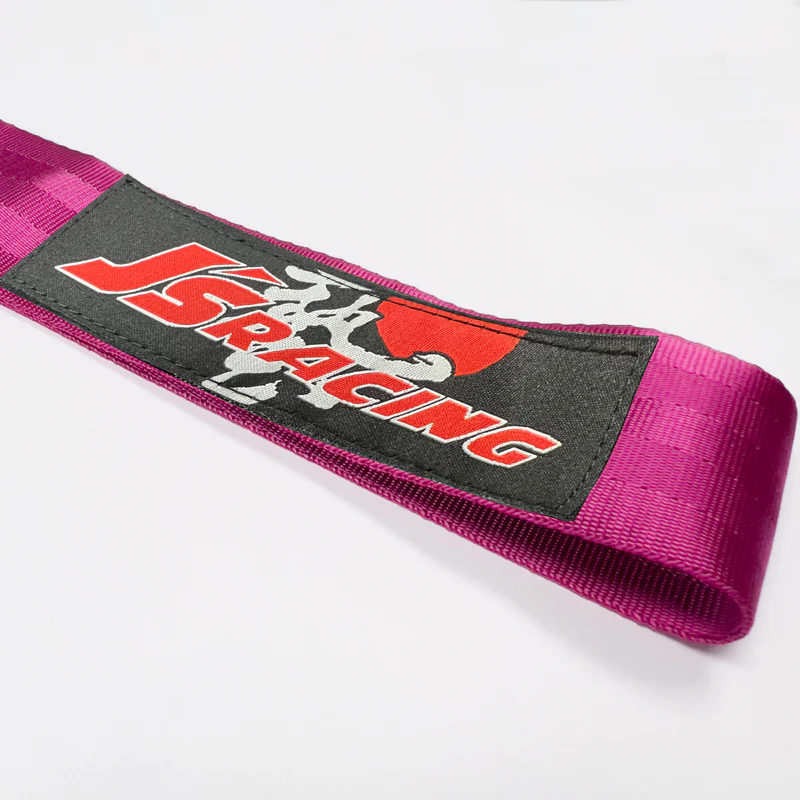 JDM JS Drift Rally Sports Racing Honda NEO CHROME HIGH STRENGTH Pink Tow Strap for Front / Rear Bumper - Image 3