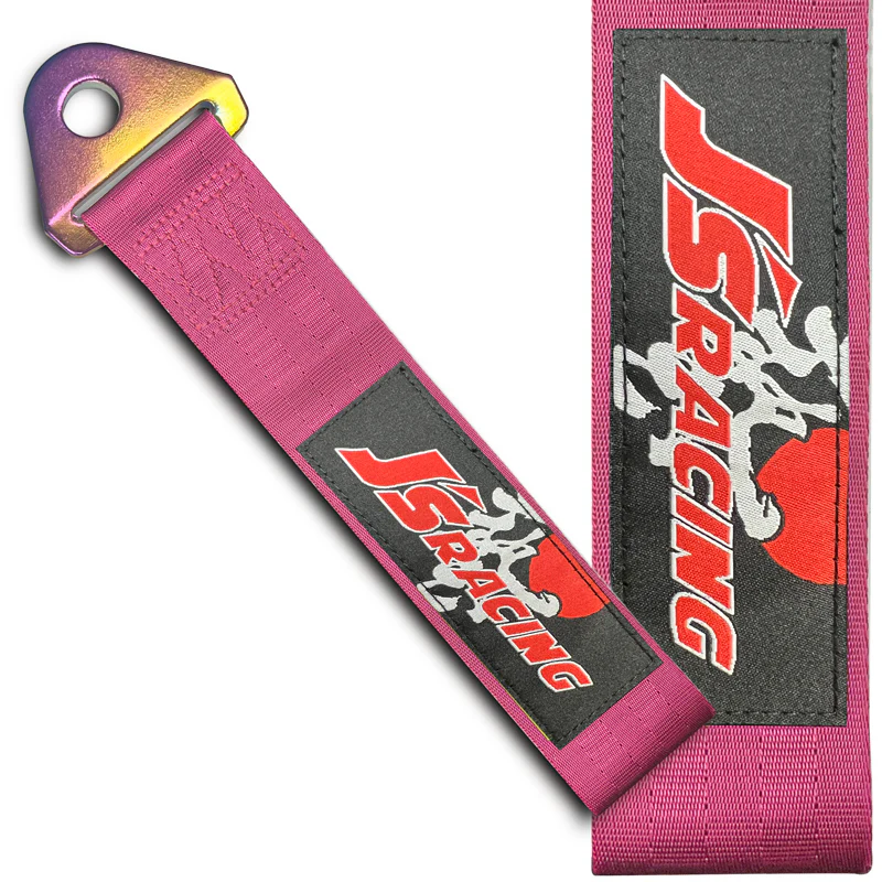 JDM JS Drift Rally Sports Racing Honda NEO CHROME HIGH STRENGTH Pink Tow Strap for Front / Rear Bumper - Image 7