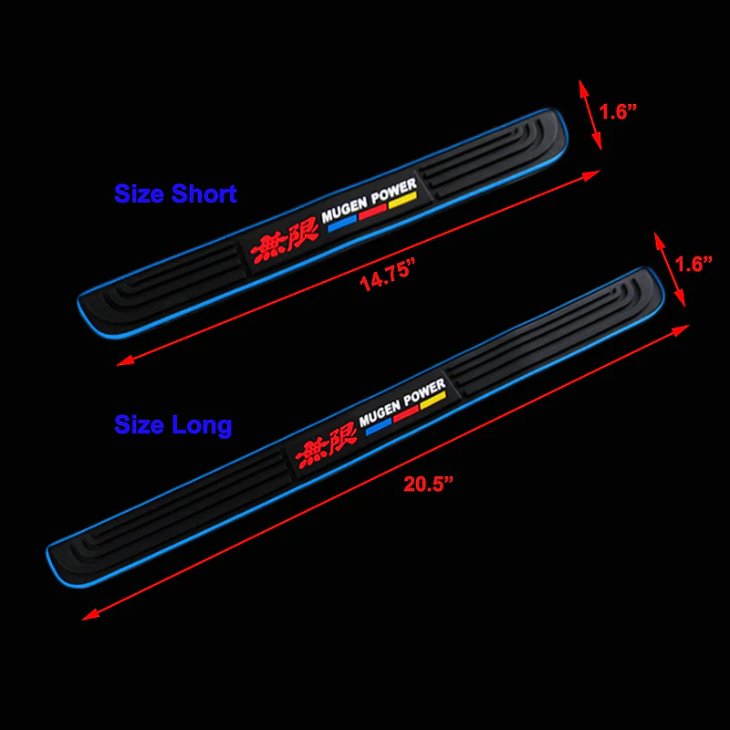 JDM MUGEN Blue Border Rubber Car Door Scuff Sill Cover Panel Step Protector 4pcs - Image 3