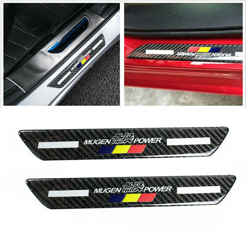 JDM Mugen Carbon Fiber Car Rear Door Welcome Plate Sill Scuff Cover Decal Sticker 2 pcs Set - Image 13