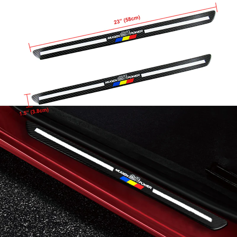 JDM Mugen Carbon Fiber Car Door Welcome Plate Sill Scuff Cover Decal Sticker 4 pcs Set - Image 2